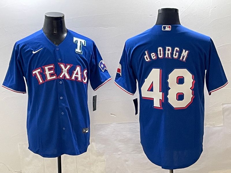 Men Texas Rangers #48 Degrom Blue Game 2025 Nike MLB Jersey style 3